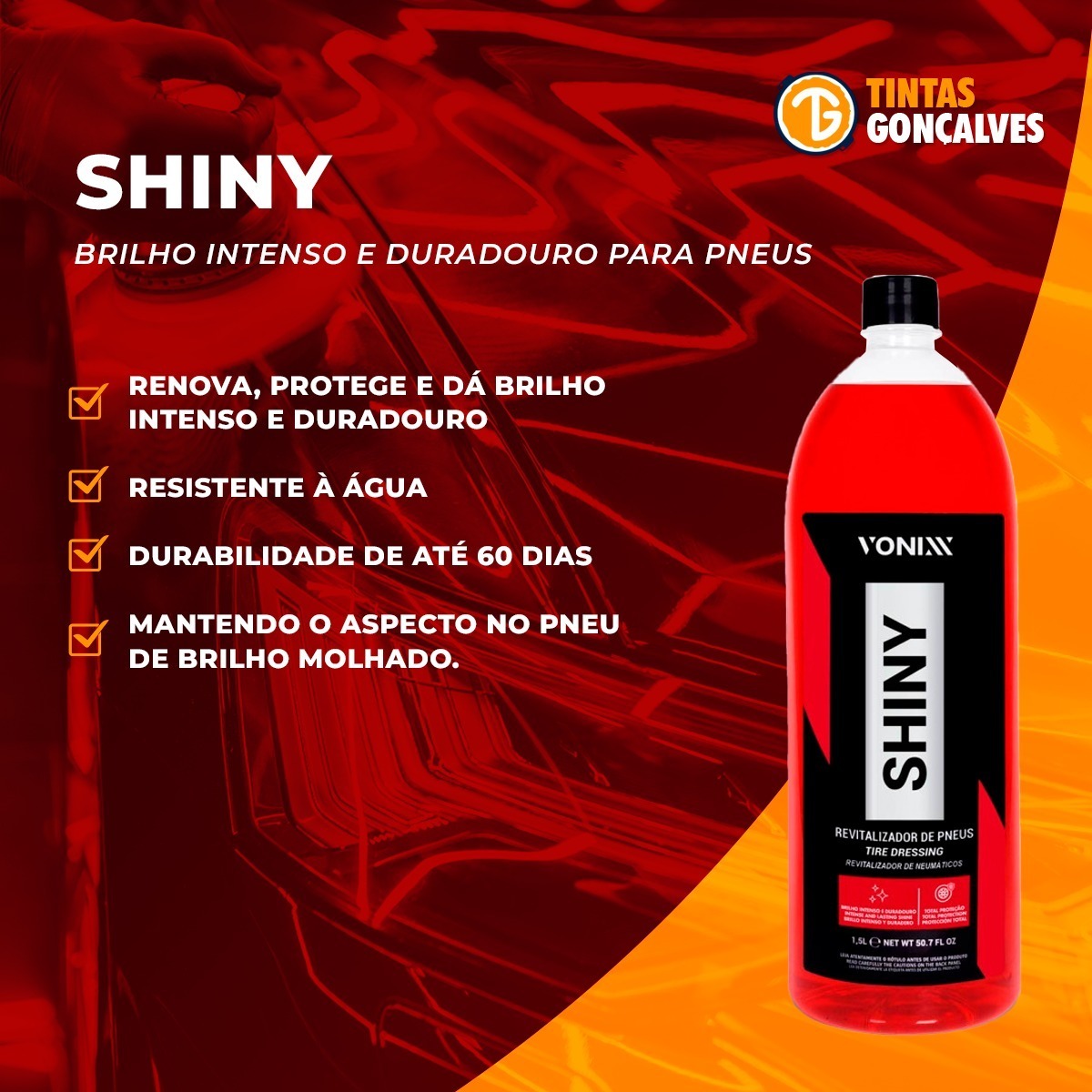 Revitalizador De Pneu Pretinho Shiny Vonixx - 1,5 L